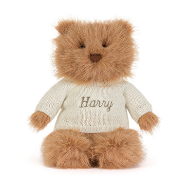 Bartholomew Bear Bouffant with Personalised Cream Jumper
