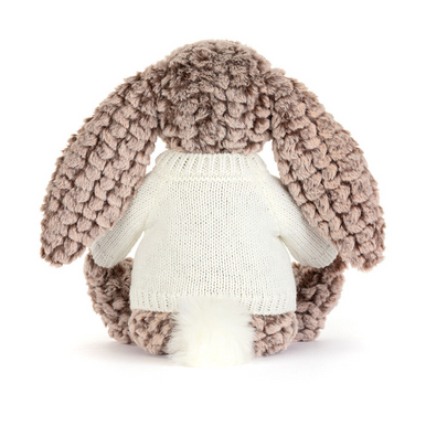 Bashful Luxe Bunny Pine with Personalised Cream Jumper