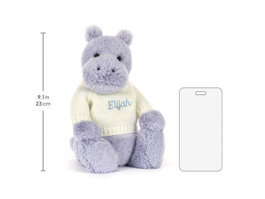 Bashful Hippo with Personalised Cream Jumper