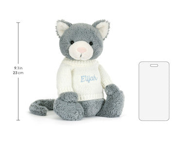 Bashful Kitten with Personalised Cream Jumper