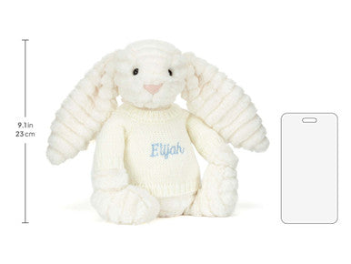 Bashful Luxe Bunny Nimbus with Personalised Cream Jumper