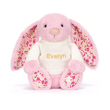 Blushkin Blossom Luxe Bunny with Personalised Cream Jumper