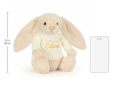 Bashful Luxe Bunny Willow with Personalised Cream Jumper