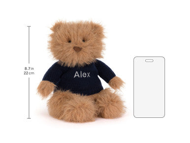 Bartholomew Bear Bouffant with Personalised Navy Jumper