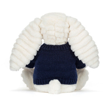 Bashful Luxe Bunny Nimbus with Personalised Navy Jumper