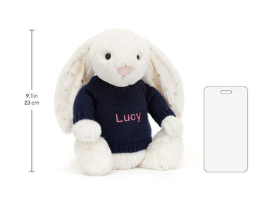 Bashful Twinkle Bunny with Personalised Navy Jumper
