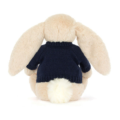 Bashful Luxe Bunny Willow with Personalised Navy Jumper