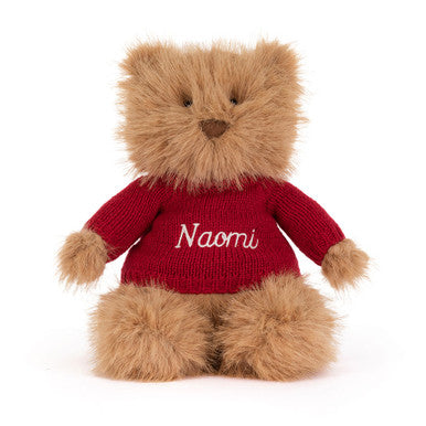 Bartholomew Bear Bouffant with Personalised Red Jumper
