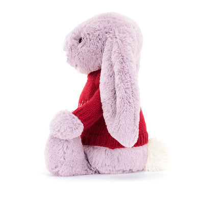Bashful Lilac Bunny with Personalised Red Jumper