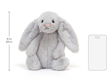 Personalised Bashful Silver Bunny Medium