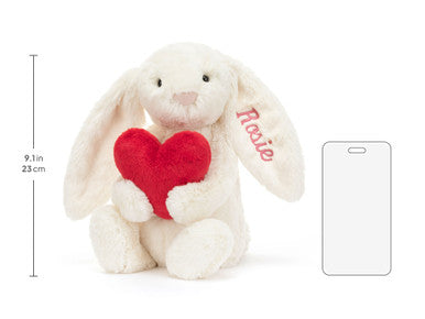 Personalised Bashful Red Love Heart Bunny Medium