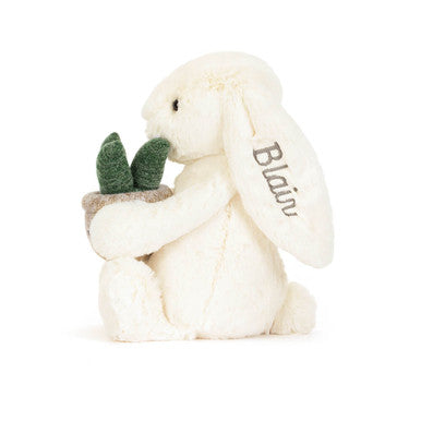 Personalised Cream Bunny with Plant